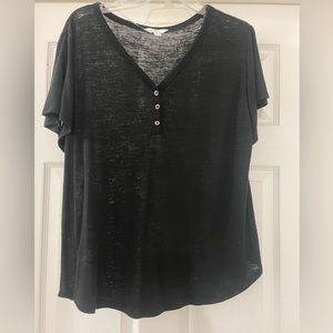 Size 12-14, Black short-sleeve blouse